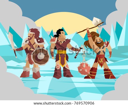 three barbarians in ice scene