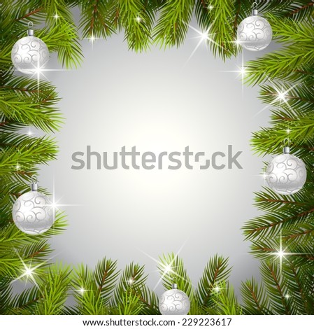 Christmas Background With Pine Tree And Christmas Ball Stock Vector 