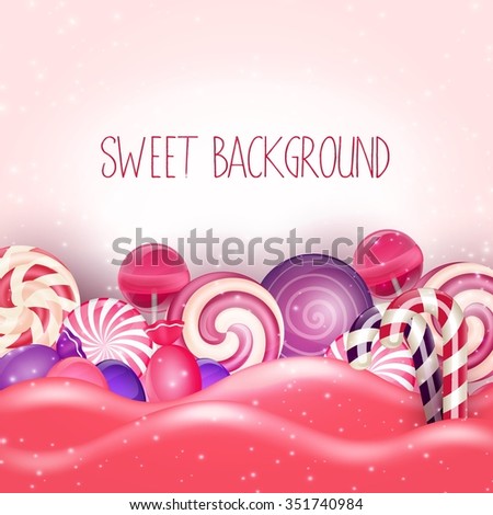 Candy of pink land background.Vector