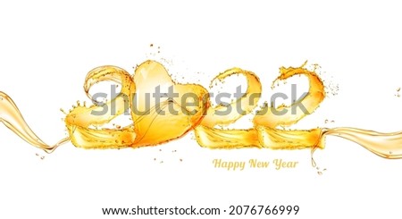 A creative conceptual 3D oil pouring for New year celebration 2022. Happy New Year 