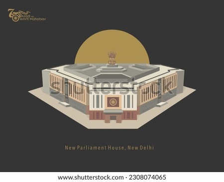 New Parliament House, New Delhi. As part of India's Central government Project, a new parliament building is built by Prime Minister Shri Narendra Modi. Symbol of the Constitution of India.