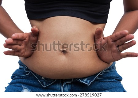 Women body fat belly front view