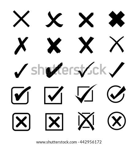 Vector add remove circular item check cross hook mark symbol
