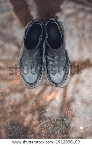 Similar – Image, Stock Photo Boots over puddle top view