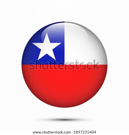 Chile flag circle shape button vector illustration