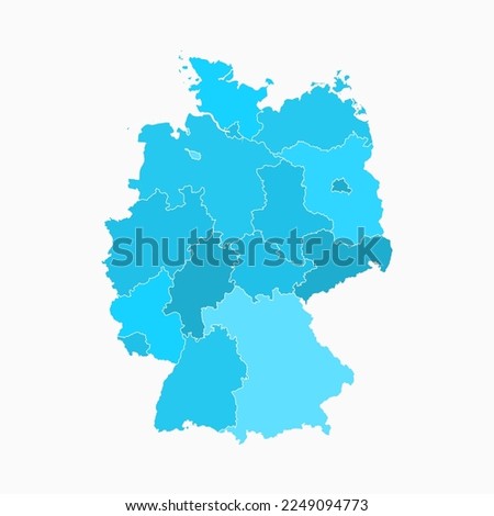 Germany map vector. Colored political map. Administrative division, regions.