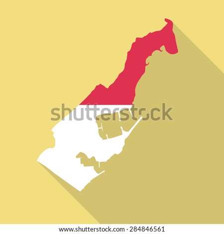 Monaco flag,map flat icon with long shadow. Vector EPS10