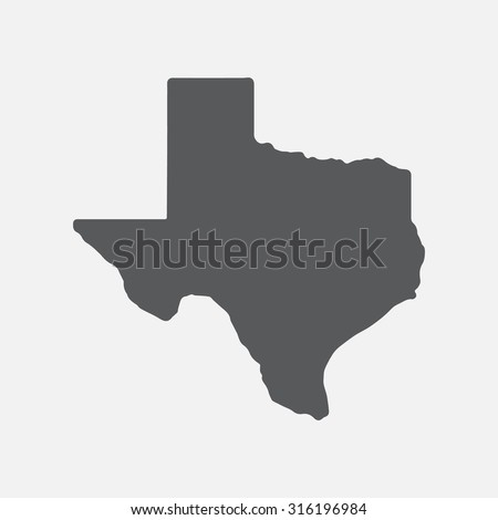 Texas grey state border map. 