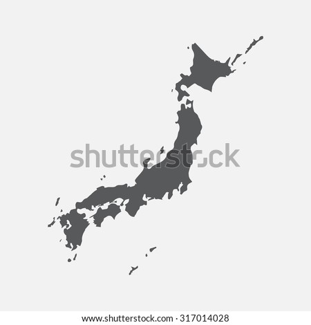 Japan grey country border map.