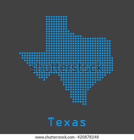 Texas blue abstract dots map. Dotted style. Vector illustration EPS8