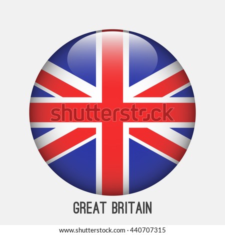 United Kingdom,Great Britain,UK,GB flag in circle shape. Transparent,glossy,glass button