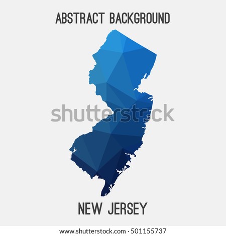 New Jersey map in geometric polygonal,mosaic style.Abstract tessellation,modern design background,low poly. Vector illustration.