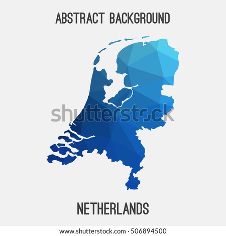 Netherlands,Holland map in geometric polygonal,mosaic style.Abstract tessellation,modern design background,low poly. Vector illustration.