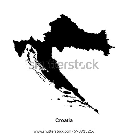 Croatia black map,border with name of country