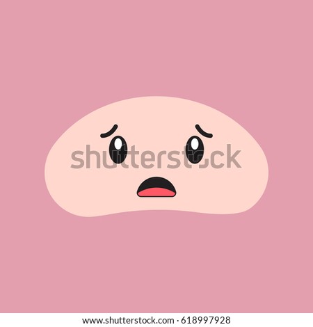 Emoji,emoticon,smile icon in kawaii,cartoon style. Sad,suprised face