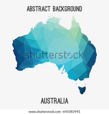 Australia map in geometric polygonal,mosaic style.Abstract tessellation,modern design background,low poly. Vector illustration.