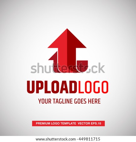 Red arrow in Upload logo Concept. Can use for Technology Company, Computing and Internet company.  Vector Eps.10