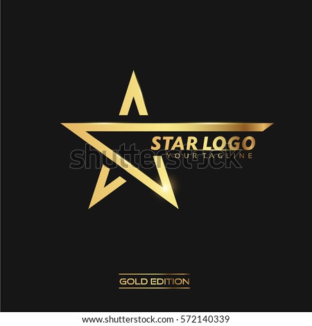 Gold Star Logo Vector in elegant Style with Black Background