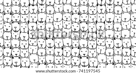 Coloring Seamless Patterns With Cute Hand Drawn Cats Vintage Vector Illustration Doodle Art Background