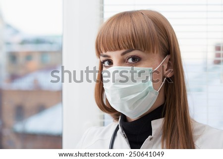 Beautiful female doctor wearing surgical mask