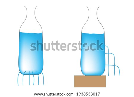 Different pressure points of water with height, Variation of the 
pressure with the height of the 
liquid column, water liquid pressure with height, Physical experiment concerning fluid dynamics