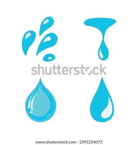 Water set. Blue water drop vector icon. Form with a logo in the form of a flat drop.