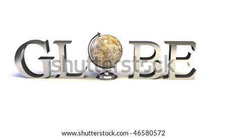 Globe type with Earth globe in place of \'o\' - 3d render