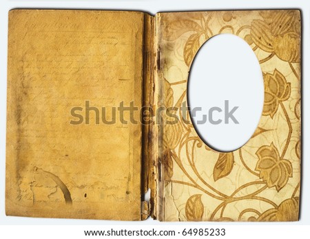 ancient book with blank page and frame