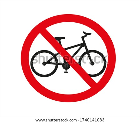 No bicycle. Bicycle prohibition sign, vector illustration.
