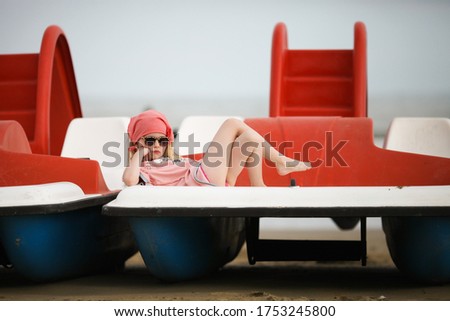 Similar – Image, Stock Photo colourful pedal boats lying on the beach of Mallorca