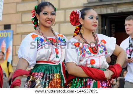 WARSAW - AUGUST 27: Dancers of folklore ensemble \