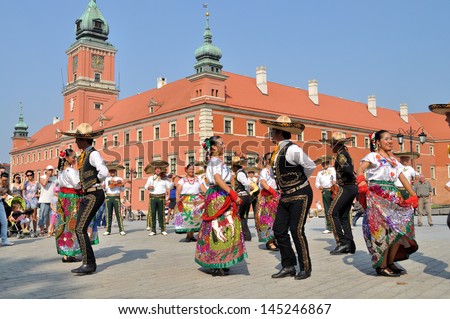 WARSAW - AUGUST 27: Dancers of folklore ensemble \