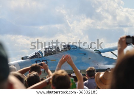 RADOM - AUGUST 30: The two Belorussian pilots in the SU-27 before it took off and it had an accident during the Air Show. August 30, 2009 in Radom, Poland.