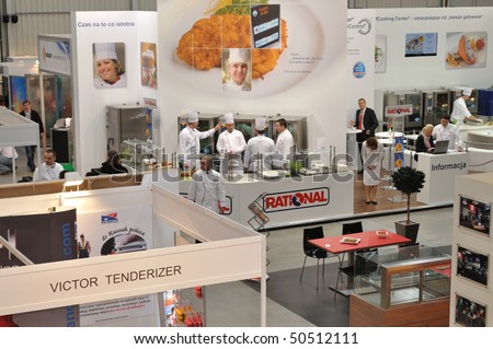 WARSAW - MARCH 26: Top view for the showroom - 14th International Food Service Trade Fair. March 26, 2010 in Warsaw, Poland.