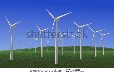 Wind farm - 3D rendered illustration