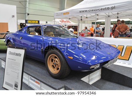 WARSAW - MAY 29: Sports car Lancia Stratos HF (1975) on display at the classic car exhibition MOTO NOSTALGIA on May 29, 2011 in Warsaw, Poland.
