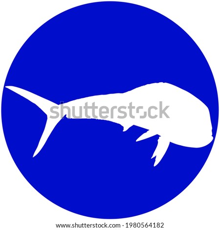 Silhouette of a Dolphin Fish in a Blue Circle