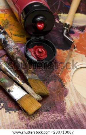 Artist Brushes and Paint Vertical