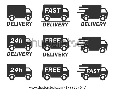 Fast 24h free shipping delivery truck icon shape. Web store logo symbol sign. Vector illustration image. Isolated on white background.	
 Stock foto © 