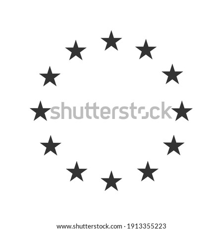 European star flag symbol. EU stars circle logo symbol. Round star frame template. Vector illustration image. Isolated on white background.