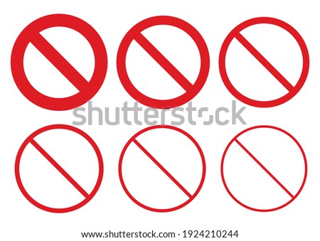 No sign Red prohibition sign icon set. Vector illustration image. Isolated on white background.