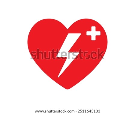 AED emergency defibrillator icon sign symbol. First aid Automated external defibrillator. Vector illustration. Isolated on white background.