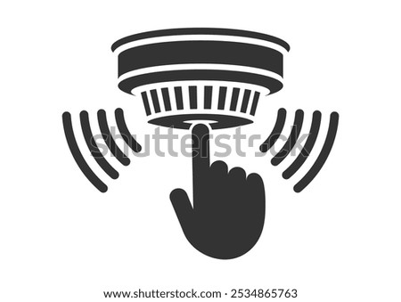 Test your smoke alarms. Smoke detector icon symbol. Fire alarm logo sign. Fire safety equipment. Vector illustration image. Isolated on white background.