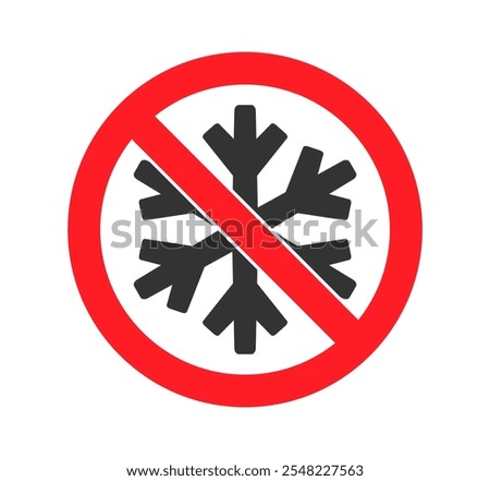 Do not freeze icon symbol set.  No freezing logo sign. Snowflake ice, prohibition, prohibited, not allowed, forbid. Vector illustration. Isolated on white backround.