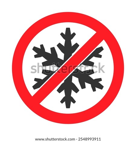 Do not freeze icon symbol set.  No freezing logo sign. Snowflake ice, prohibition, prohibited, not allowed, forbid. Vector illustration. Isolated on white backround.