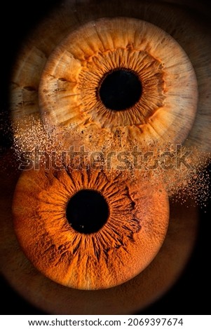 photo of two eyes taken in macro mode, of different persons and same color and simulating collision Stock foto © 