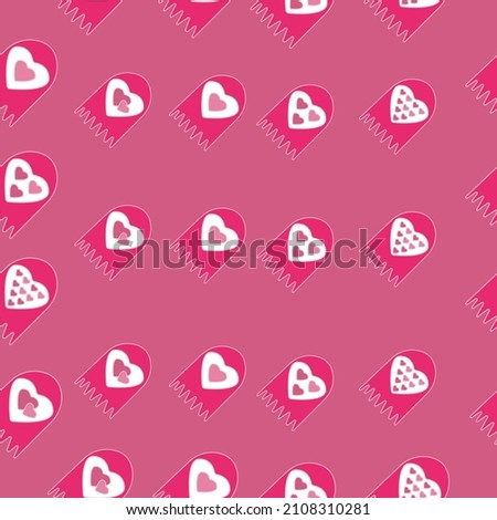 Heart shape seamless repeating pattern with pink background 