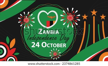 Zambia Independence Day vector banner design. Happy Zambia Independence Day modern minimal graphic poster illustration.