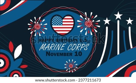 birthday marine corps birthday  vector banner design with geometric shapes and vibrant colors on a horizontal background. Happy  birthday  marine corps modern minimal poster.