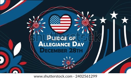 Pledge of Allegiance Day  vector banner design with geometric shapes and vibrant colors on a horizontal background. Happy Pledge of Allegiance Day modern minimal poster.